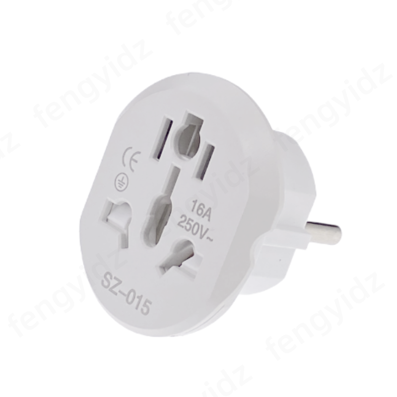 EU-Stecker-Adapter, 16 A, 250 V, Reiseadapter, Konverter, 2 runde Steckdosen, hochwertige Universal-AU-US-UK-CN auf EU-KR-Wandsteckdose