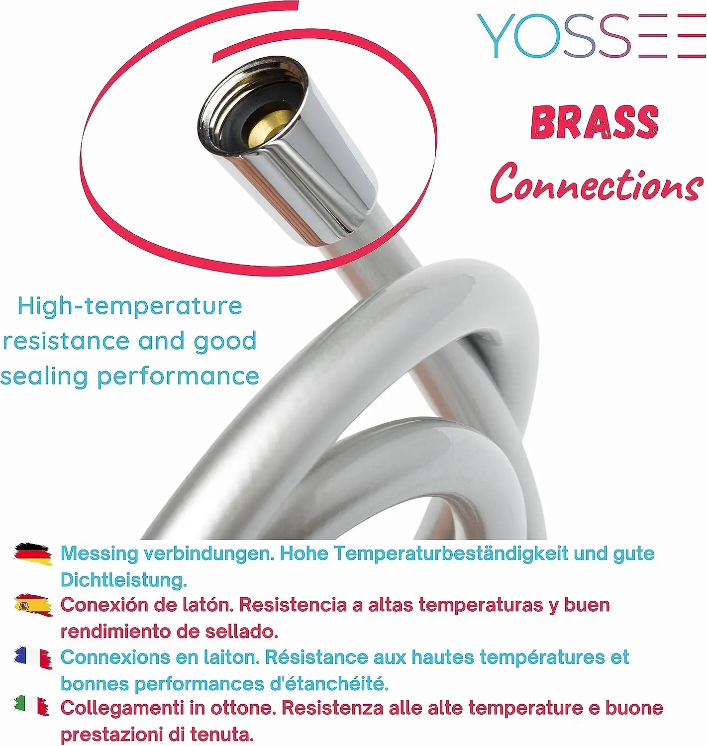 Premier Schwarz/Silber/Glod SS304 Badezimmer-Duschschlauch, Handbrause, Wasserrohrverschraubungen, Ersatz-Duschkopfschlauch