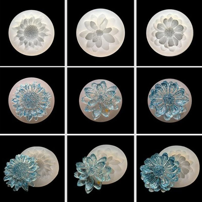 4Pcs Epoxy Harz Mold Kits Kamelie Sonnenblume Rose Turnsole Silikon Form Schmuck Machen Charms DIY Silica Formen Handwerk