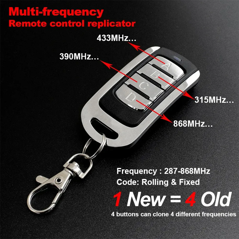 Multi-frequency 250-915 MHz clone copy replication remote control 868 MHz brand garage door remote control 433MHz remote control
