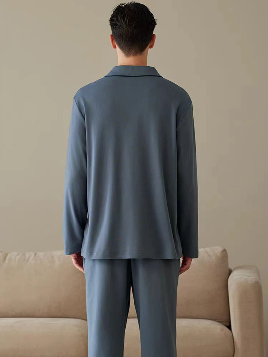 Pyjamas Herren Langarm Frühling und Herbst Herren dünne Jugend lose Home Kleidung zweiteiliger Anzug