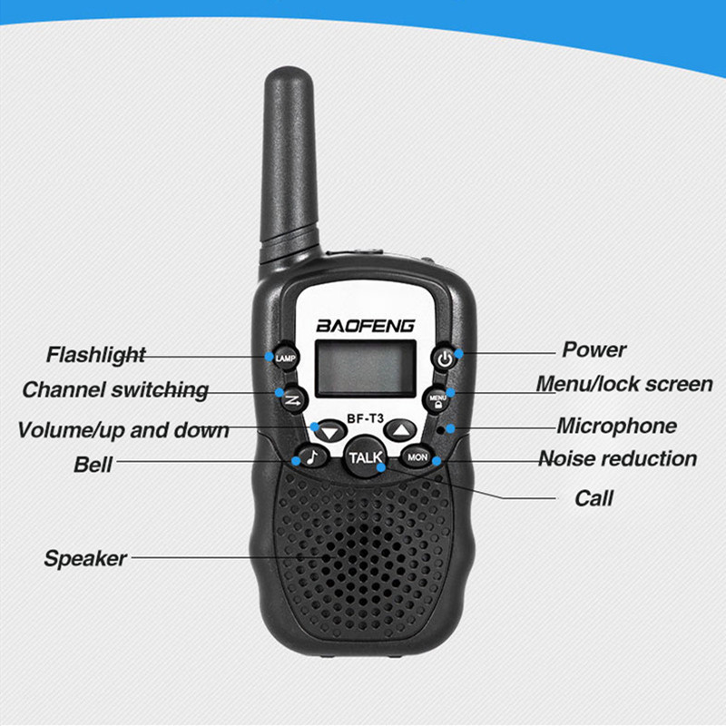 2 stuks Baofeng T3 Walkie Talkie 3-10KM Praten Bereik Interphone Voor Kids Volwassenen Outdoor Adventure dual band fm transceiver bf t3