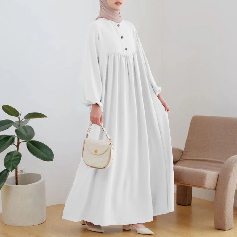 Vestido musulmán Eid Abaya para mujer, manga farol, largo, árabe, Dubái, Jalabiya, suelto, informal, hasta el tobillo, verano, 2024
