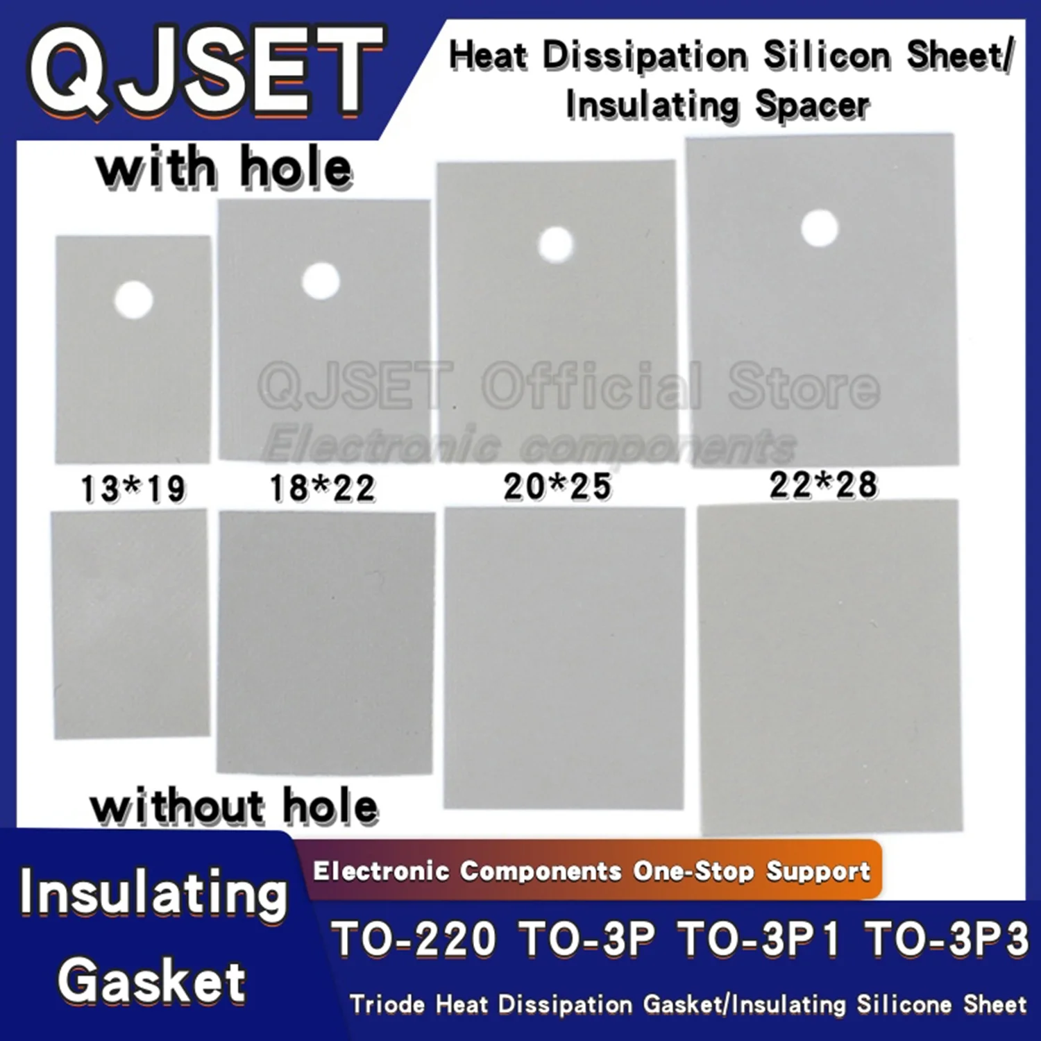 100 peças to-220 TO-3P1 247 triodo tubo de silicone condutor térmico dissipação de calor espaçadores isolantes 13x19mm 20*25mm 18*22*28mm