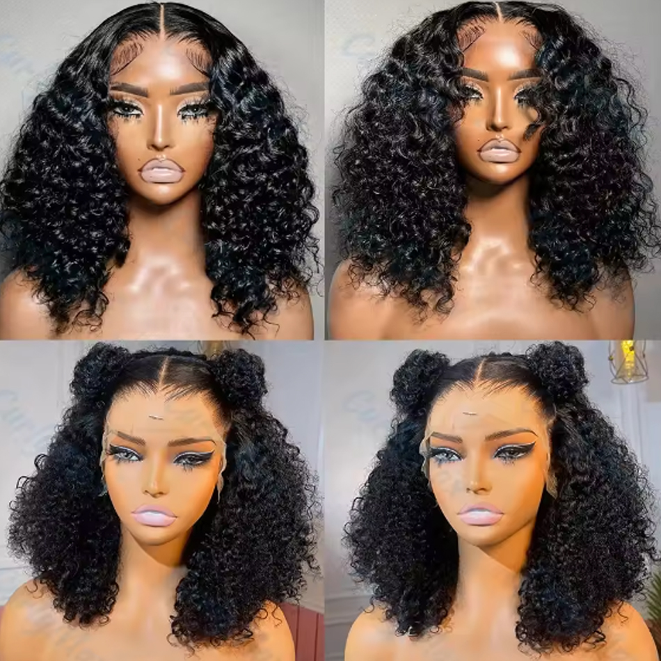 Wear And Go Water Wave Bob sin pegamento húmedo y ondulado HD encaje Frontal precortado pelucas humanas pelucas baratas brasileñas Perruques Cheveux Humain