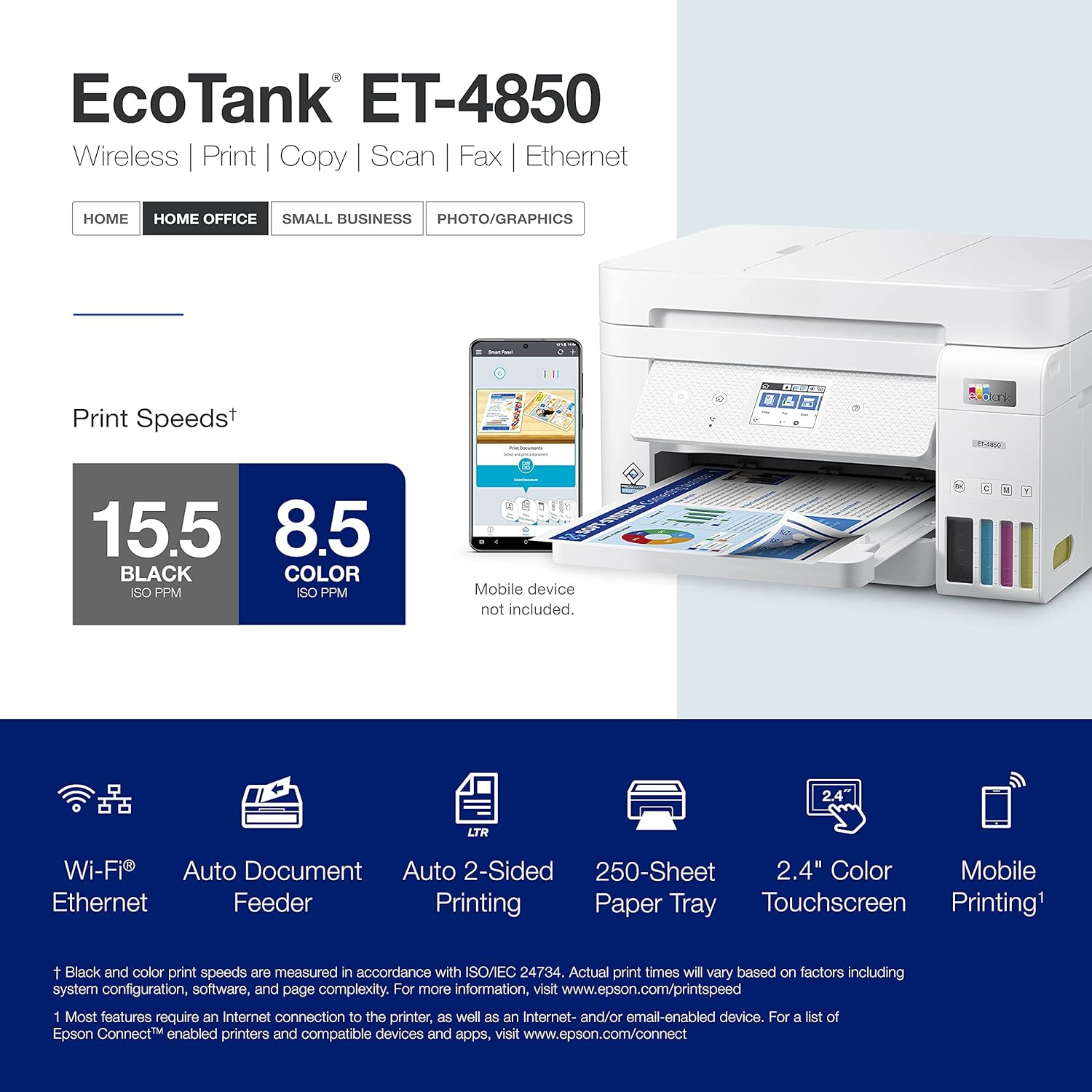 EcoTank ET-4850 Wireless All-in-One Cartridge-Free Supertank Printer with Scanner, Copier, Fax, ADF and Ethernet – The Per