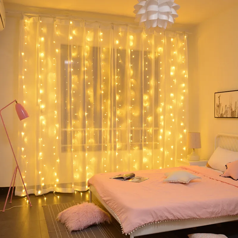 6 メートル/3 メートル USB LED カーテンフェストゥーン Led ライト花輪新年クリスマス装飾結婚式の装飾屋外ガーデンライト