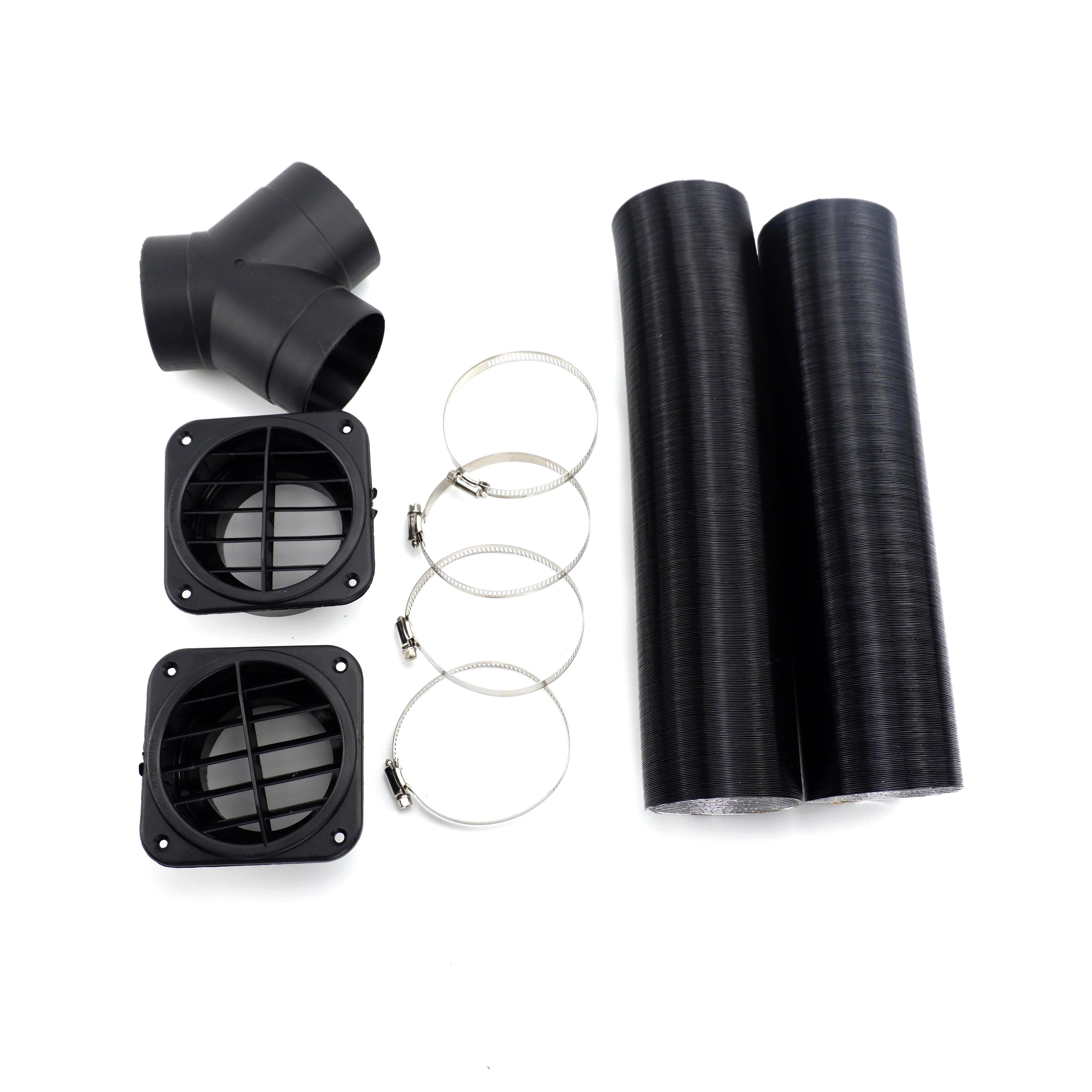 42/60/75 ミリメートル車の自動車ヒーター T Y パイプダクト温風出口黒ベバスト Eberspacher Propex 駐車ディーゼルヒーター