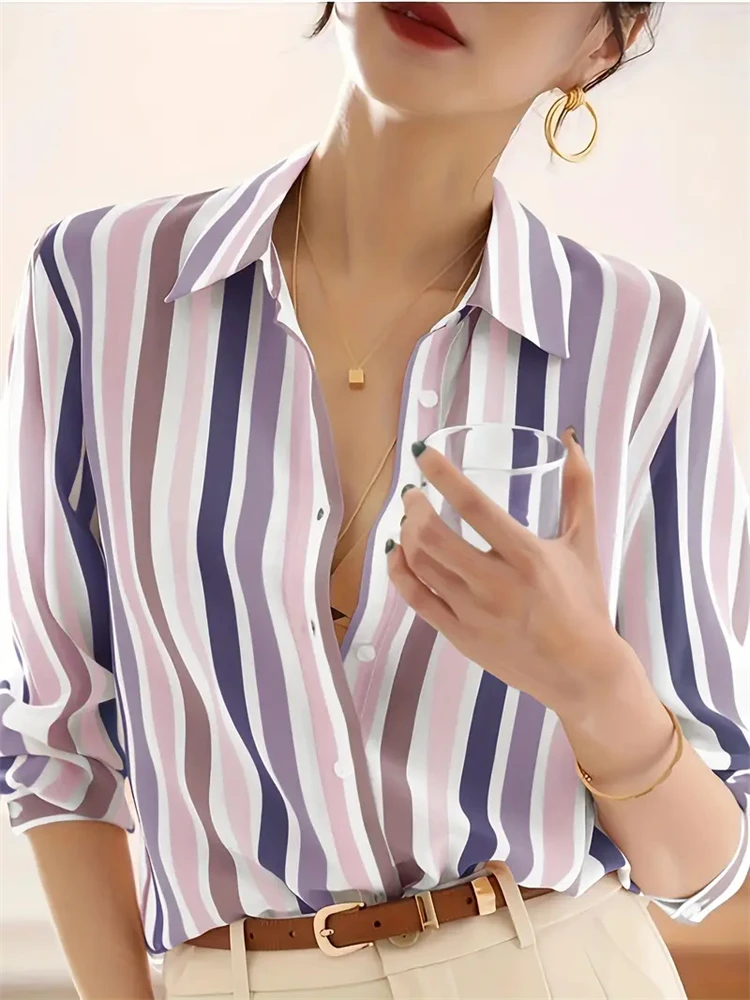 Fashion Luxury Women's Shirts French Texture Printing Women's Shirts Spring And Autumn Long-sleeved Women Business Office Shirts