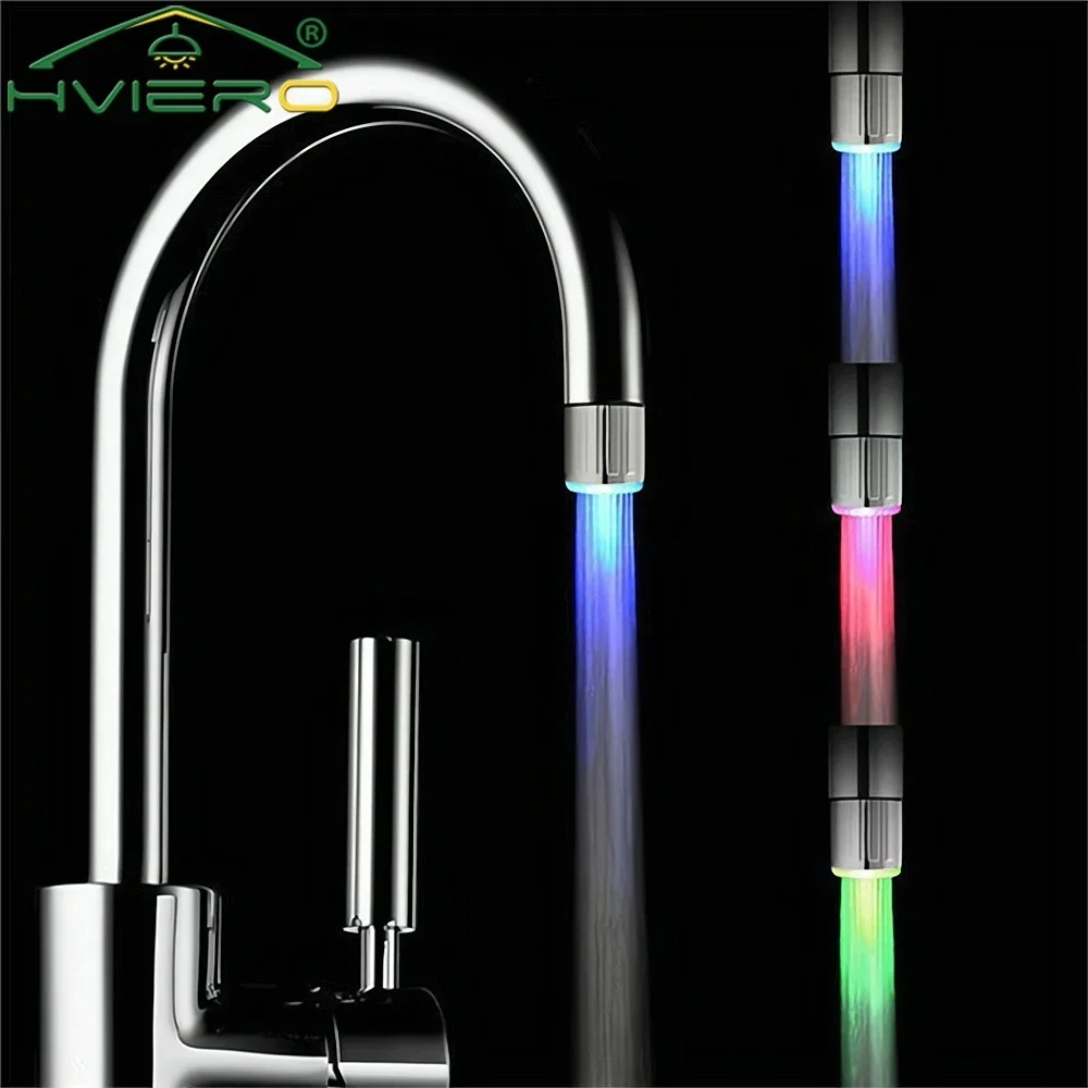 Light-up LED ก๊อกน้ํา Streamer โคมไฟ 7 สีเปลี่ยนเซ็นเซอร์อุณหภูมิ Glow ฝักบัวหัวฉีดห้องครัวอุปกรณ์ห้องน้ํา