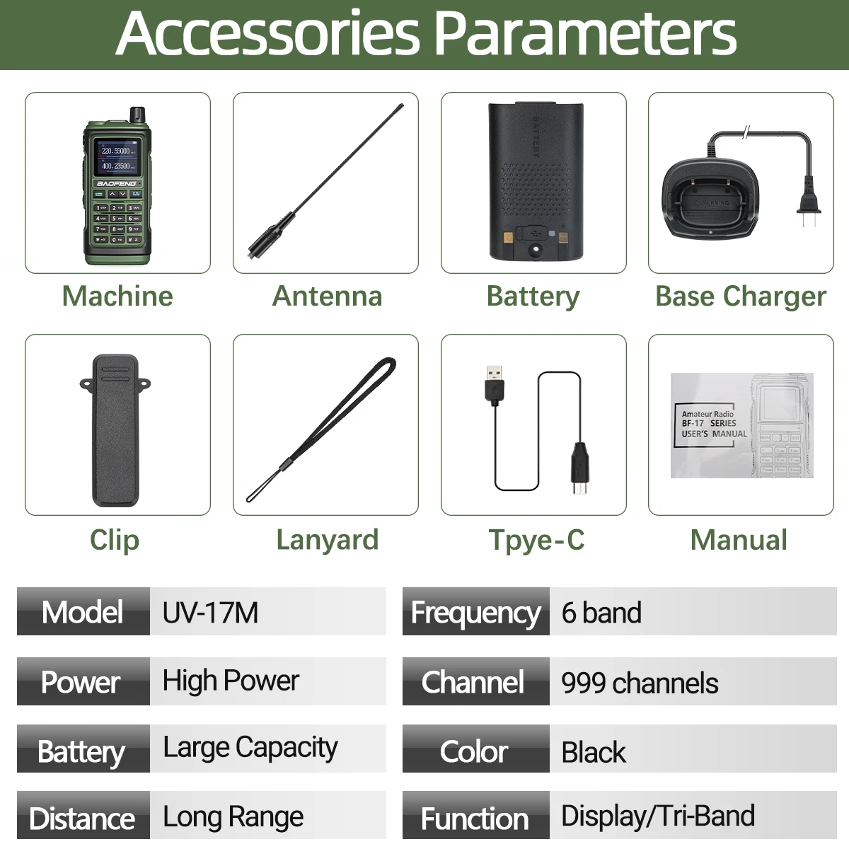 Baofeng UV-17M walkie talkie sechs band langstrecken luftband drahtlose kopie frequenz fm/am UV-5R jagd radios kommutator 17 pro