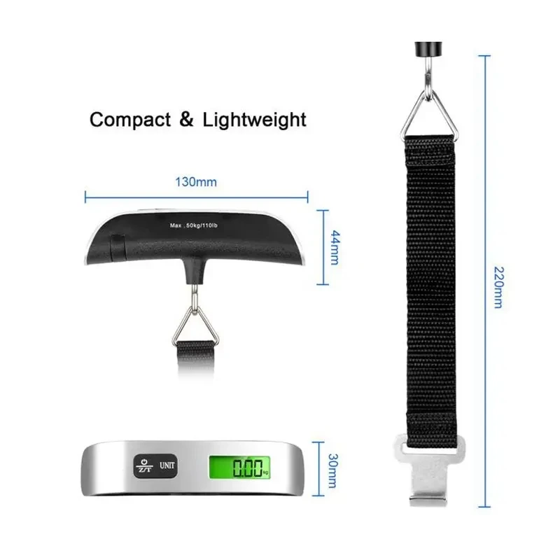 Báscula Digital portátil, pantalla LCD de 110lb/50kg, equipaje electrónico, maleta colgante, bolsa de equipaje de viaje, equilibrio de peso duradero