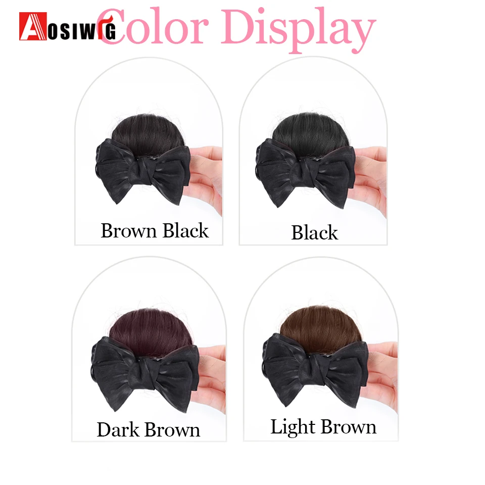 Synthetische Boog Haar Klauw Clip Chignon Rommelig Broodje Klauw Clip in Haarstuk Golvend Krullend Haar Broodje Paardenstaart Extensions Haarstukjes voor Wo