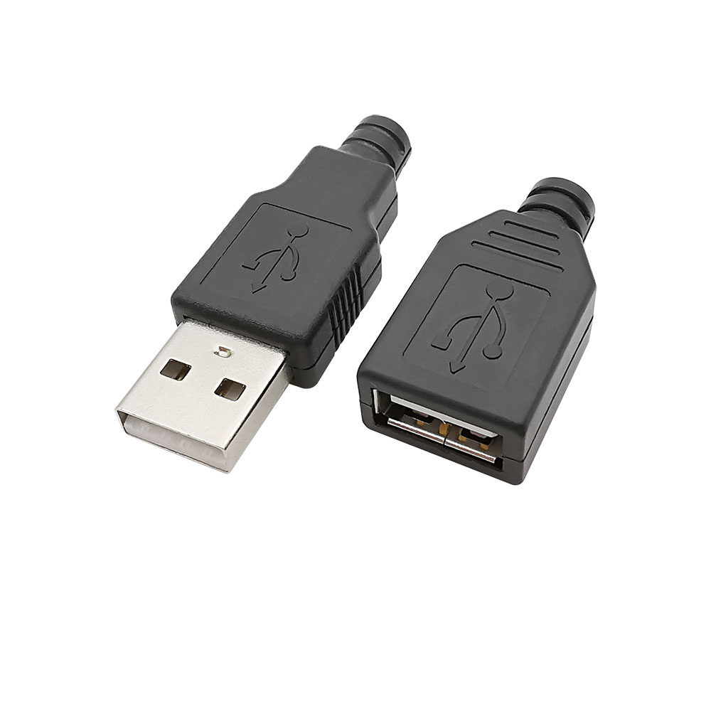 Conector USB tipo A macho hembra, enchufe de 4 pines con cubierta de plástico blanco y negro, Kits de soldadura DIY USB 2,0 tipo A, 10 Uds.