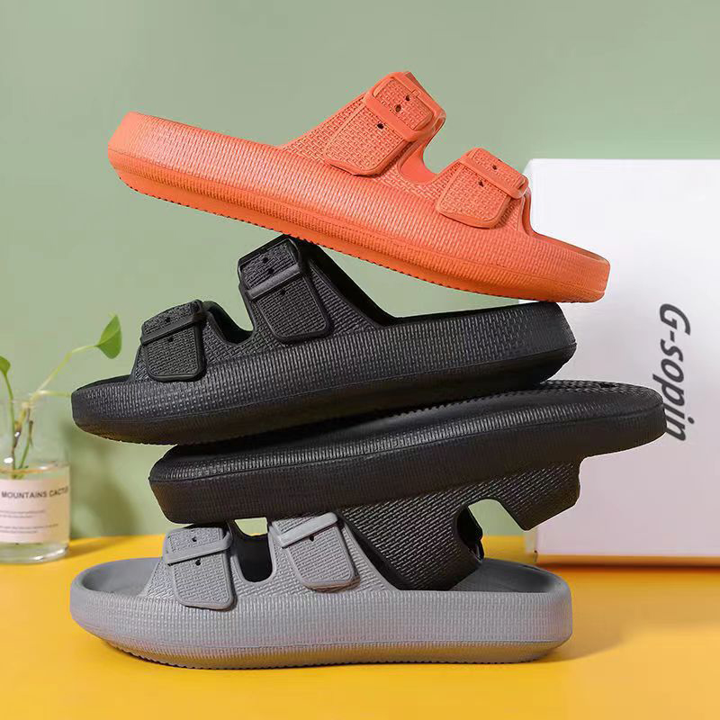 Weiche Sohle Hause Hausschuhe Männer Sommer Einstellbare Schnalle Rutschfeste Strand Flip-Flops Mann Bequeme Dicke Unterseite Plattform Sandalen