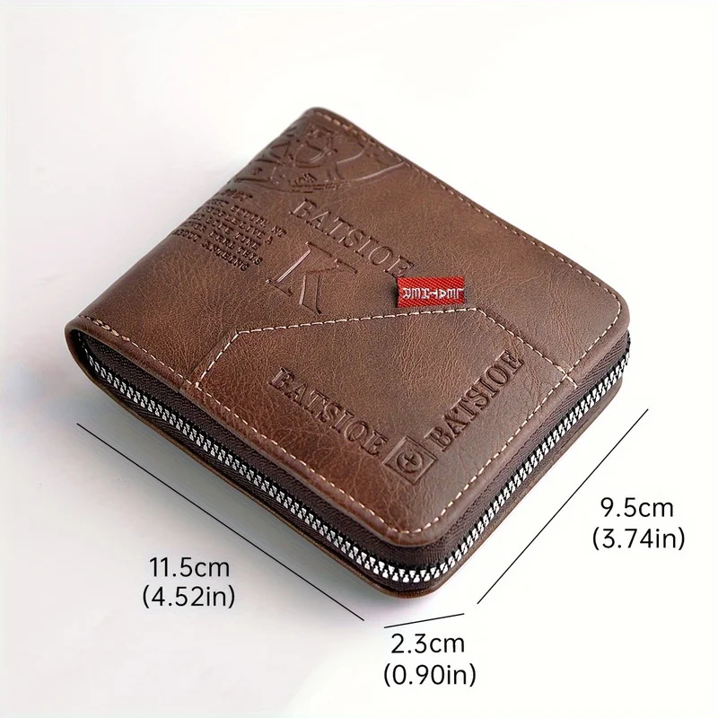 Portafoglio da uomo stile corto in pelle PU retrò con giunture alla moda Portafoglio con clip per carte da uomo stile corto con moneta