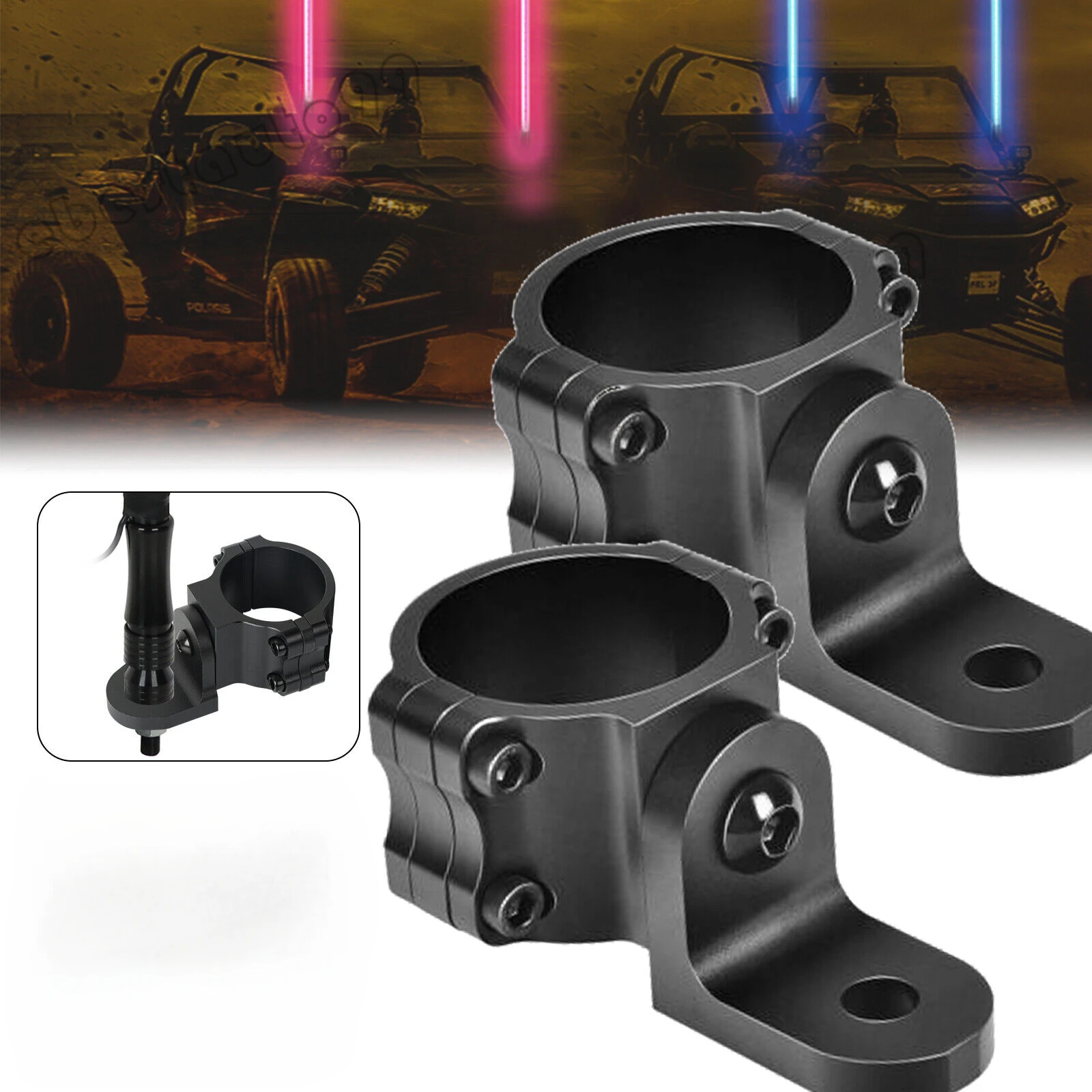 1/2szt UTV LED Whip Light Mounts UTV Flag Mount Led Antenna Brackets For ATV Roll Bar Cage RZR 900 1000 XP PRO Commander