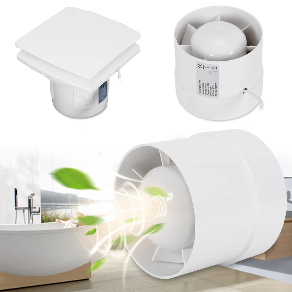 100 mm ABS-Kunststoffrohrventilator, Rohreinfügung, Abluftventilator, leise, 2400 U/min, für Luftabsaugung in Büros, Toiletten, Küche, Badezimmer