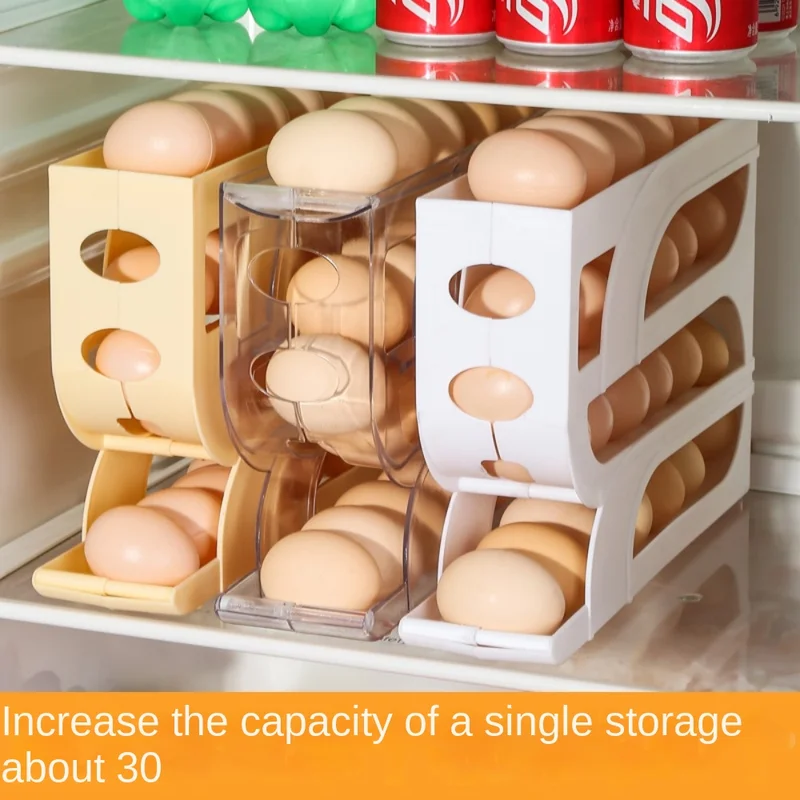 Rullo per uova automatico di grande capacità per uso domestico frigorifero a quattro livelli scatola portaoggetti per uova cucina salvaspazio dedicata