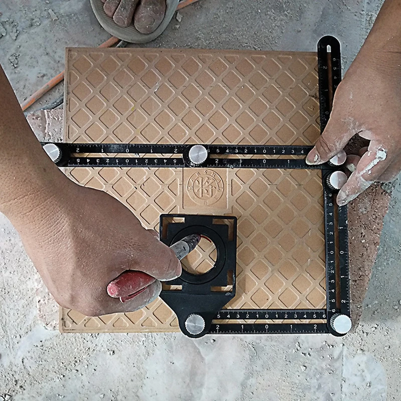 Regla de medición multiángulo profesional DIY, herramienta plegable de aluminio para suelos de azulejos de madera ​
