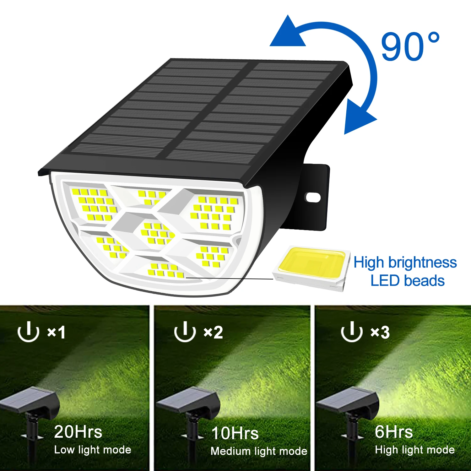 1/2/4PCS 태양 스포트 라이트 68/72 LED 야외 정원 태양 풍경 스포트 라이트 방수 3 모드 벽 조명 문 뒷마당 차고