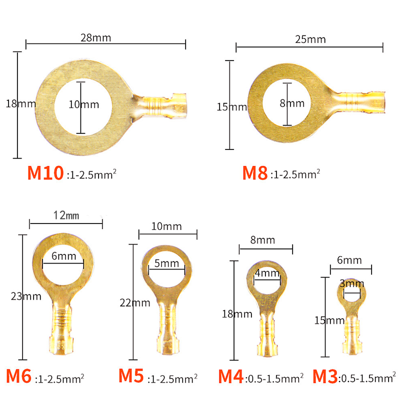 100-150pcs Box-Packed,Butt Crimping Terminal,Bullet Type Lnsulated Electrical Connector,Female and Male Wire Connector,Brass