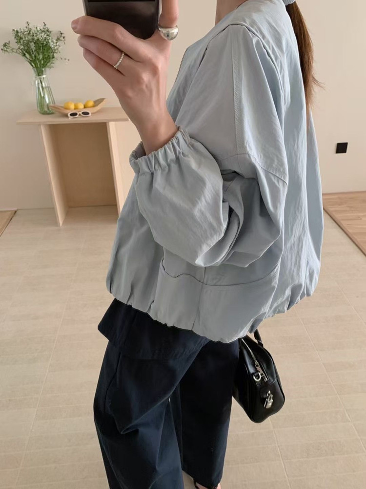 Abrigo de mujer de Color sólido de estilo coreano, chaqueta Bomber holgada de calle alta para primavera, ropa de moda para mujer