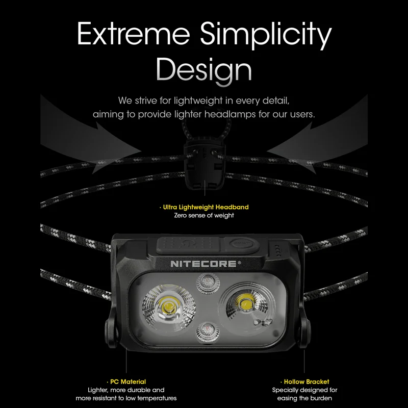 NITECORE NU25 UL V2 Sạc Đèn Pha 400Lumens Chùm Tia Kép Được Trang Bị Đèn Pha Siêu Nhẹ Đèn Pha Đèn Lồng
