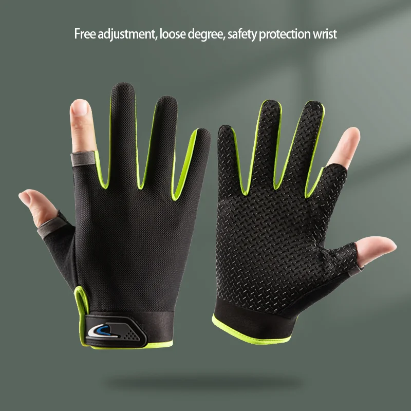 Guantes de pesca compatibles con pantalla táctil de dos dedos para hombre y mujer, antideslizantes, transpirables, para ciclismo y Fitness, verano