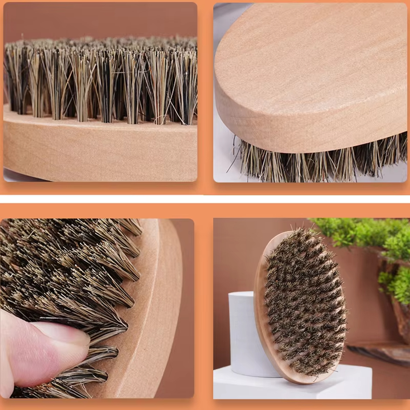 Naturalna szczotka do brody z włosia dzika dla mężczyzn Bambusowy masaż twarzy, który działa cuda, rozczesuje brodę i wąsy Drop Shipping
