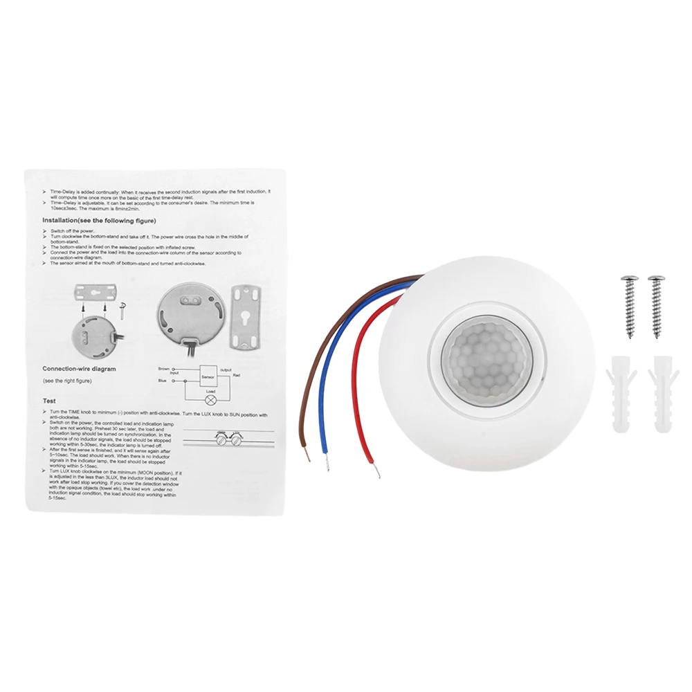 Interruptor infrarrojo humano inteligente AC85-265V del sensor del techo del interruptor del sensor para el interruptor de la luz del sensor de movimiento del ℃ del techo 360