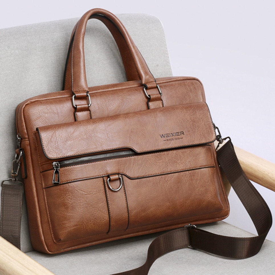 WEIXIER, nuevo bolso de negocios para hombre, marca de viaje a la moda, bolso de cuero PU, maletín Retro, bolsos cruzados para teléfono móvil y ordenador para hombre
