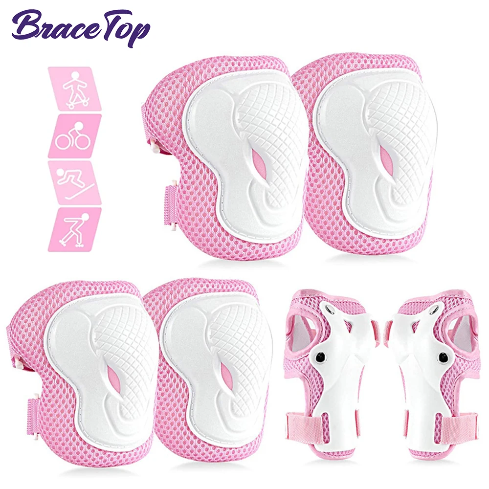 6 Trong 1 Trẻ Em/Thanh Niên Bảo Hộ Bộ, trẻ Em Miếng Lót Đầu Gối Khuỷu Tay & Bảo Vệ Cổ Tay Cho Xe Tay Ga, Ván Trượt, Xe Đạp, Xe Đạp Nội Tuyến Trượt Băng
