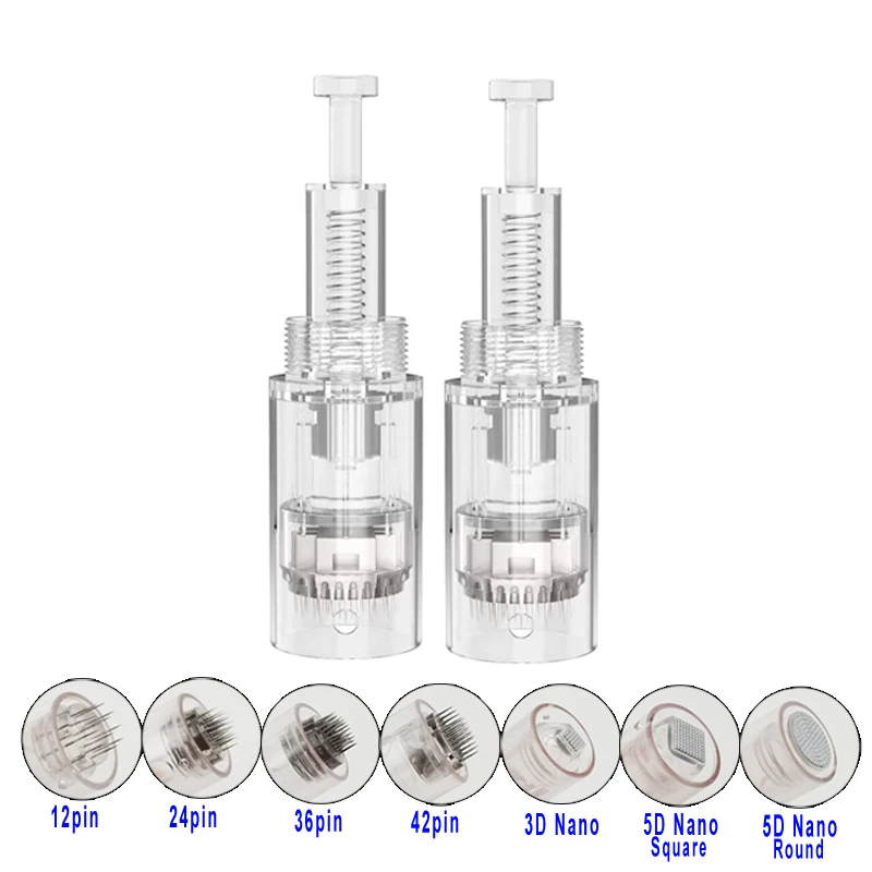 100/50/10pcs สกรูตลับเข็มสำหรับปากกา Derma ไฟฟ้า Micro เข็ม 9/ 12/ 24/ 36/ 42/รอบ NANO PIN Face Skin Care