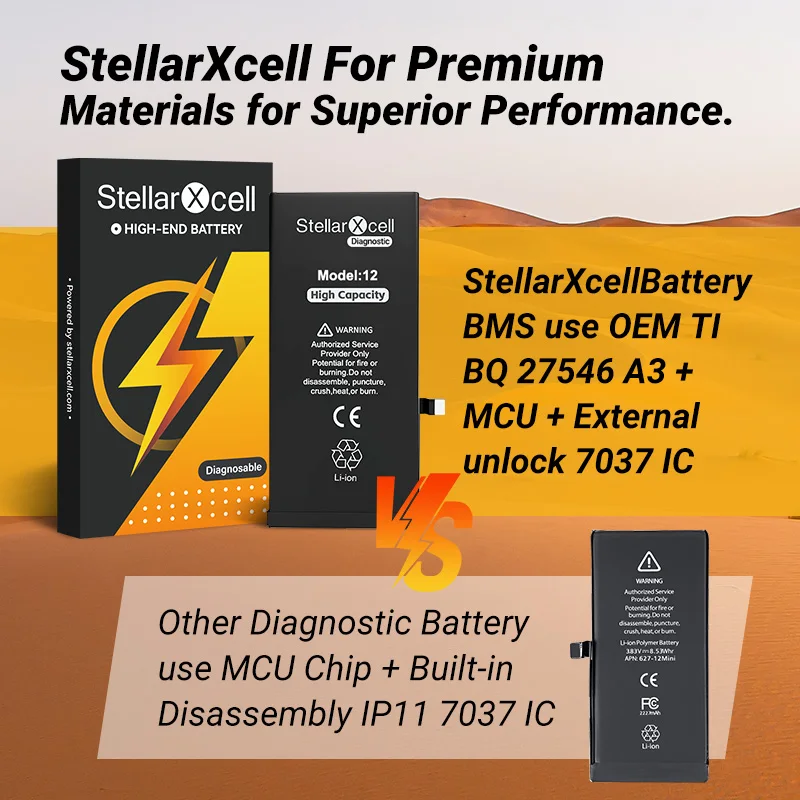 StellarXcell Diagnostic Battery show genuine part no pop up message for iphone 12 13 Pro max 14 Plus 15Pro max 14Pro 12 13mini
