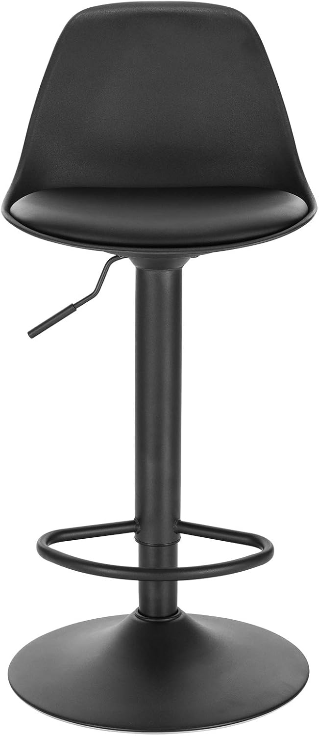 Barhocker 2er Set Polstered Swivel Stool with Luftheber Design, Kunstleder Barstuhl mit Lehne Küchen, Hehen Adjustabl Schwarz