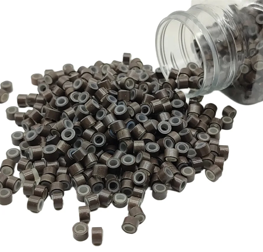 1000 peças extensões de cabelo micro anéis links contas 5mm contas forradas de silicone para extensões de cabelo humano ferramenta-multi-colorido