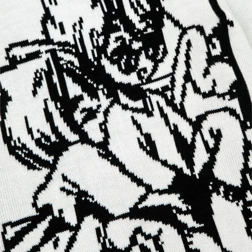ヴィンテージ漫画ニット女性セーター冬カジュアルオーバーサイズ男性ファッションストリートトップス原宿プルオーバー Y2k 服 90 s ゴス