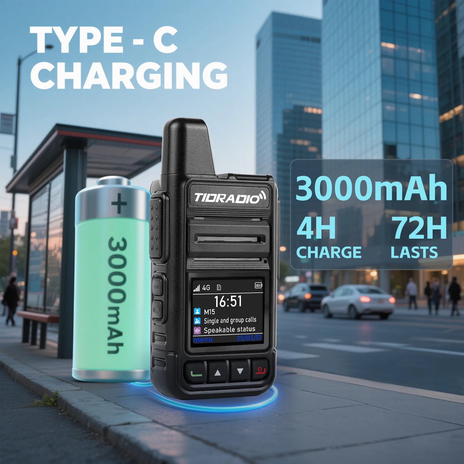 TIDRADIO M15 Walkie Talkie de largo alcance Radio POC Global 5000KM Walkie-talkies Aplicación para teléfono Funciones de amigos y grupos "Odmaster"