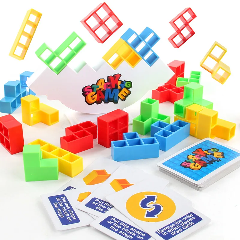 Blocs de construction en brique, jouet d'équilibre, tour Tetra empilée, balançoire de jeu, blocs de construction russes, jouets de fête de bureau pour enfants, 16 à 64 pièces