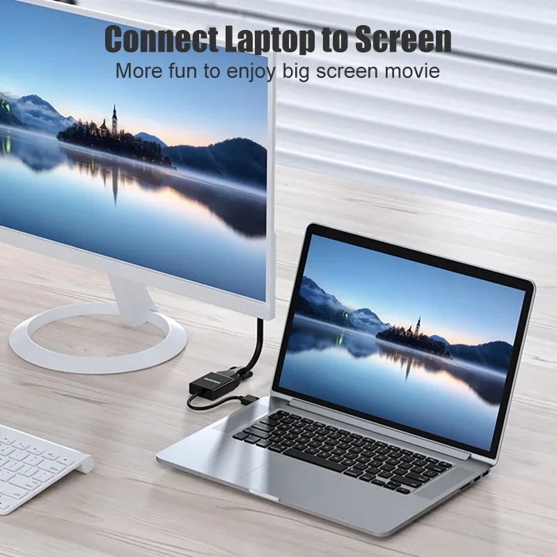 Samuzhe 1080p hdmi-compatível adaptador vga conversor cabo de áudio e vídeo com fonte de alimentação saída de áudio para monitor ps3 ps4 xbox