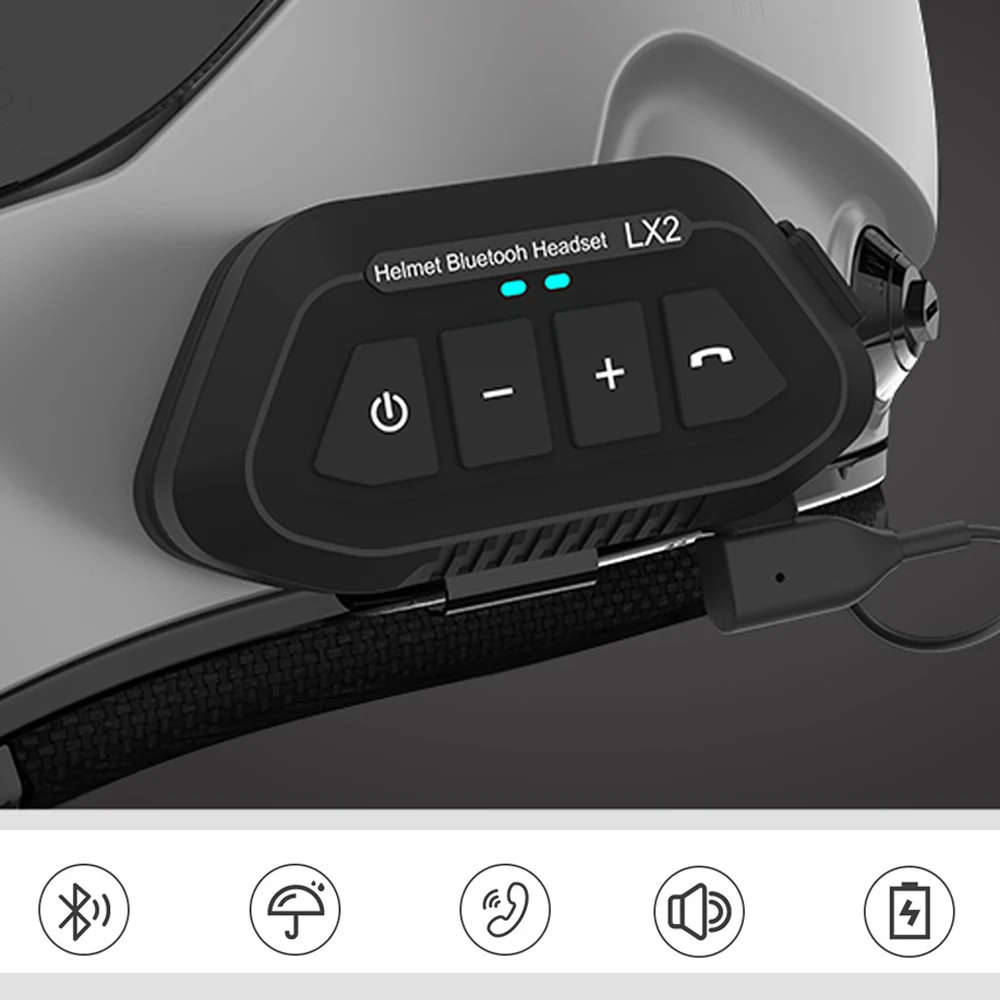 LX2 Bluetooth 5,0 casco de motocicleta auriculares inalámbricos con reducción de ruido auriculares de ciclismo impermeables compatibles con llamadas manos libres música