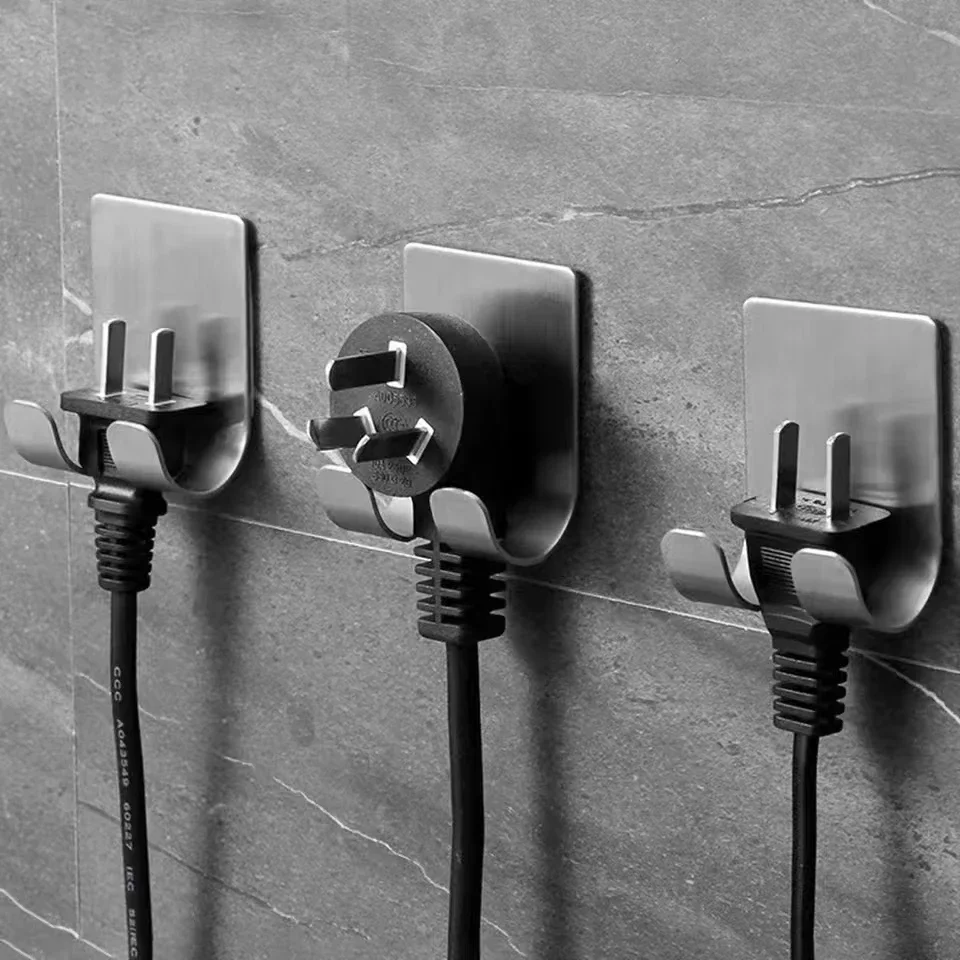 Multi-functional Stainless Steel Wall Shaver Holder with Adhesive Storage Hook for Bathroom Shower Accessories