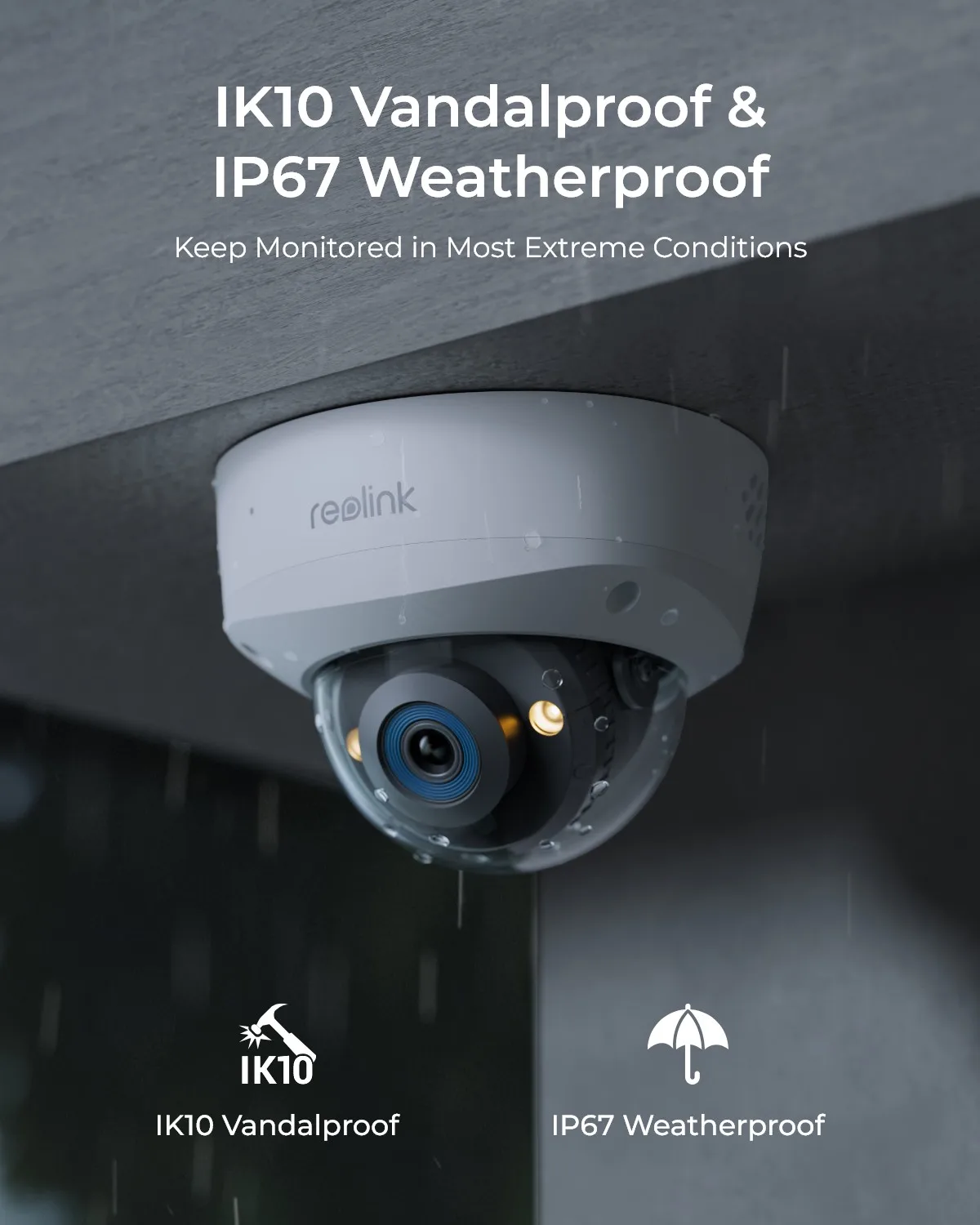 Reolink 5MP 8MP 12MP IK10 Vandalensichere PoE-Überwachungskamera, 2,8 mm Objektiv, Farb-Nachtsicht-Dome-IP-Kamera, IP67 wetterfest