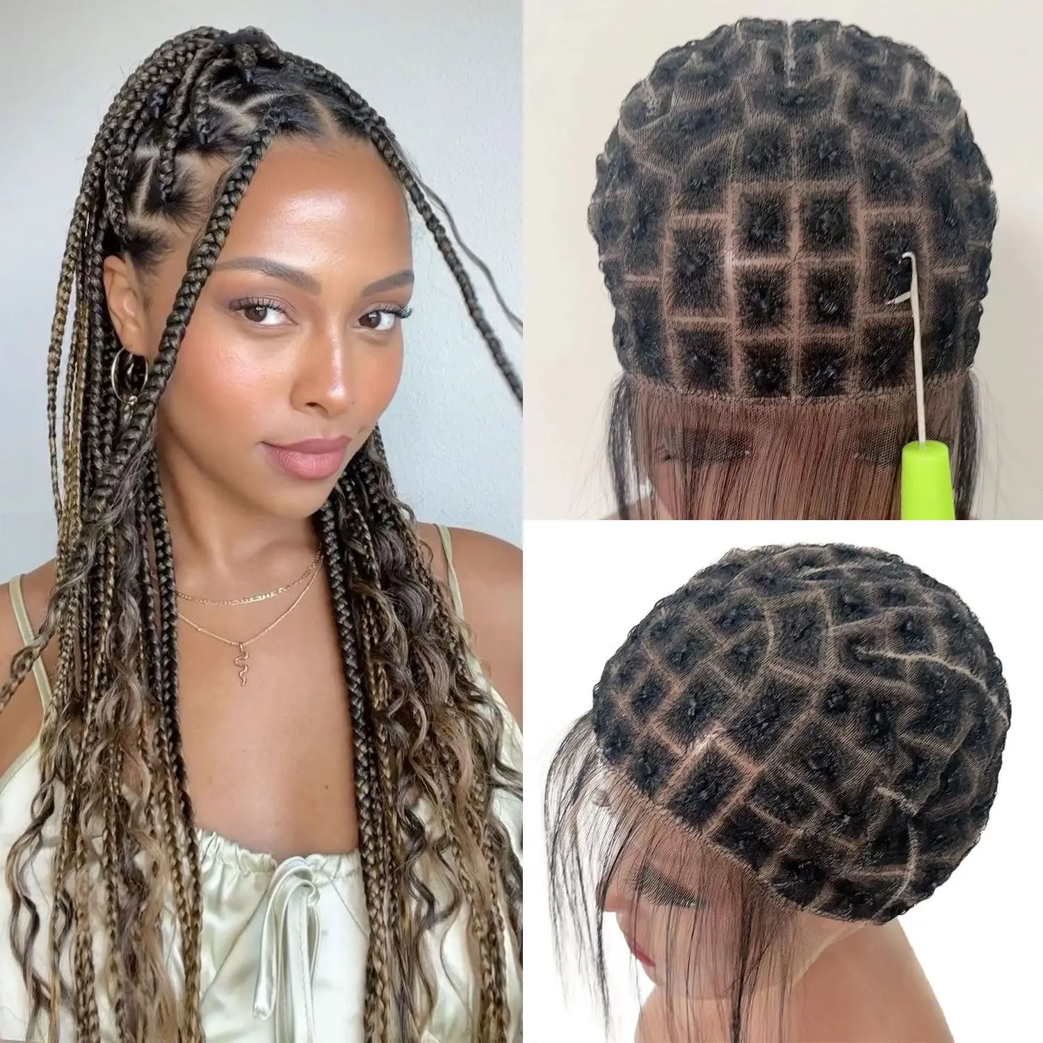 Braided Wig Cap for Crochet Braids  Full Double Lace Braided Wig With Baby Hair Suitable for Making Crochet Wigs  with Bangs