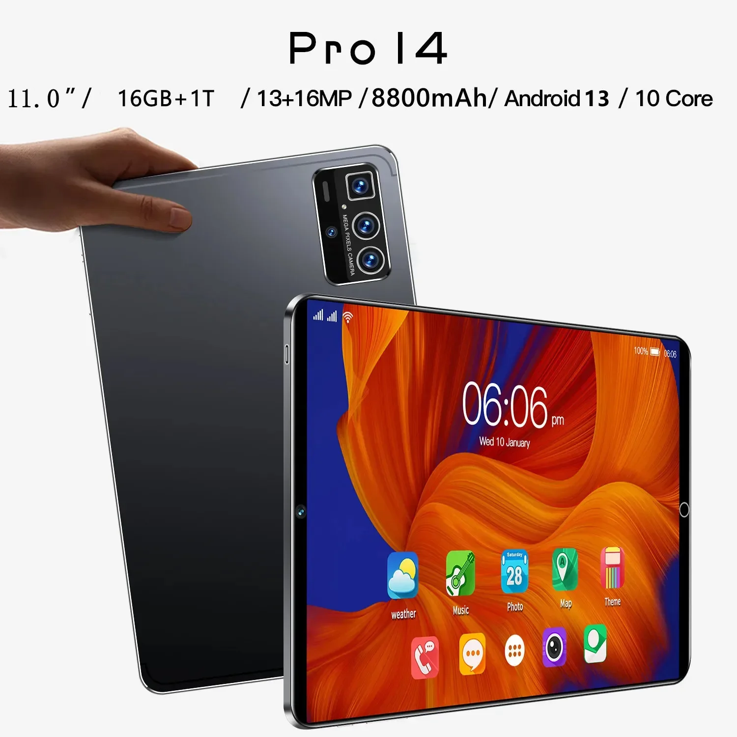 2025 nueva tableta Original de 11 pulgadas Android13 16GB Ram 1TB Rom Dual SIM 10 Core WPS GPS Bluetooth 5G red llamada telefónica Tablet PC