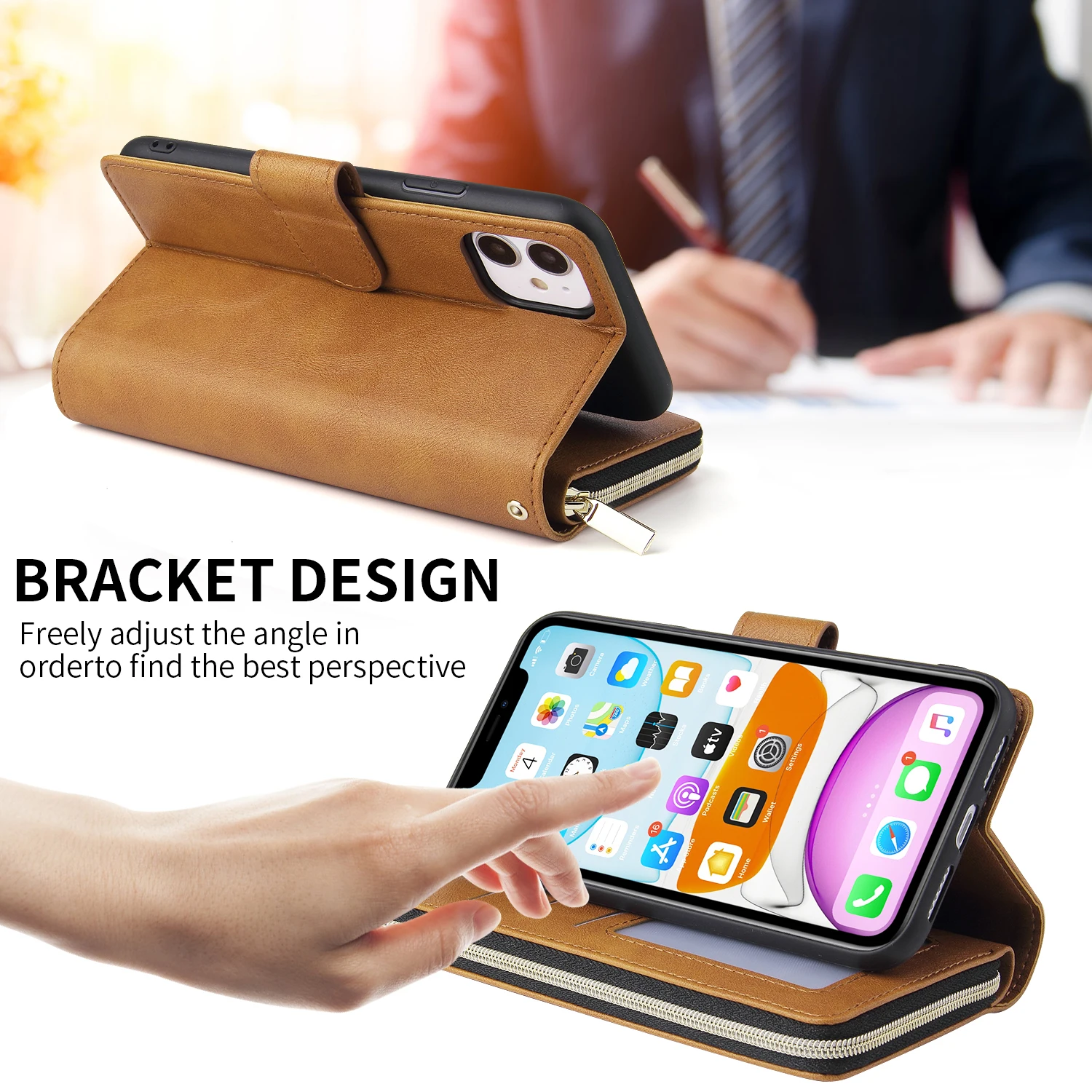 Untuk Blackview BV9100/BV9600/BV9600Pro/A60/A60 PRO/A80/A80S/A80 PRO/A70/A90/A100 Casing Pelindung Dompet Kulit Ritsleting Ultra Tipis