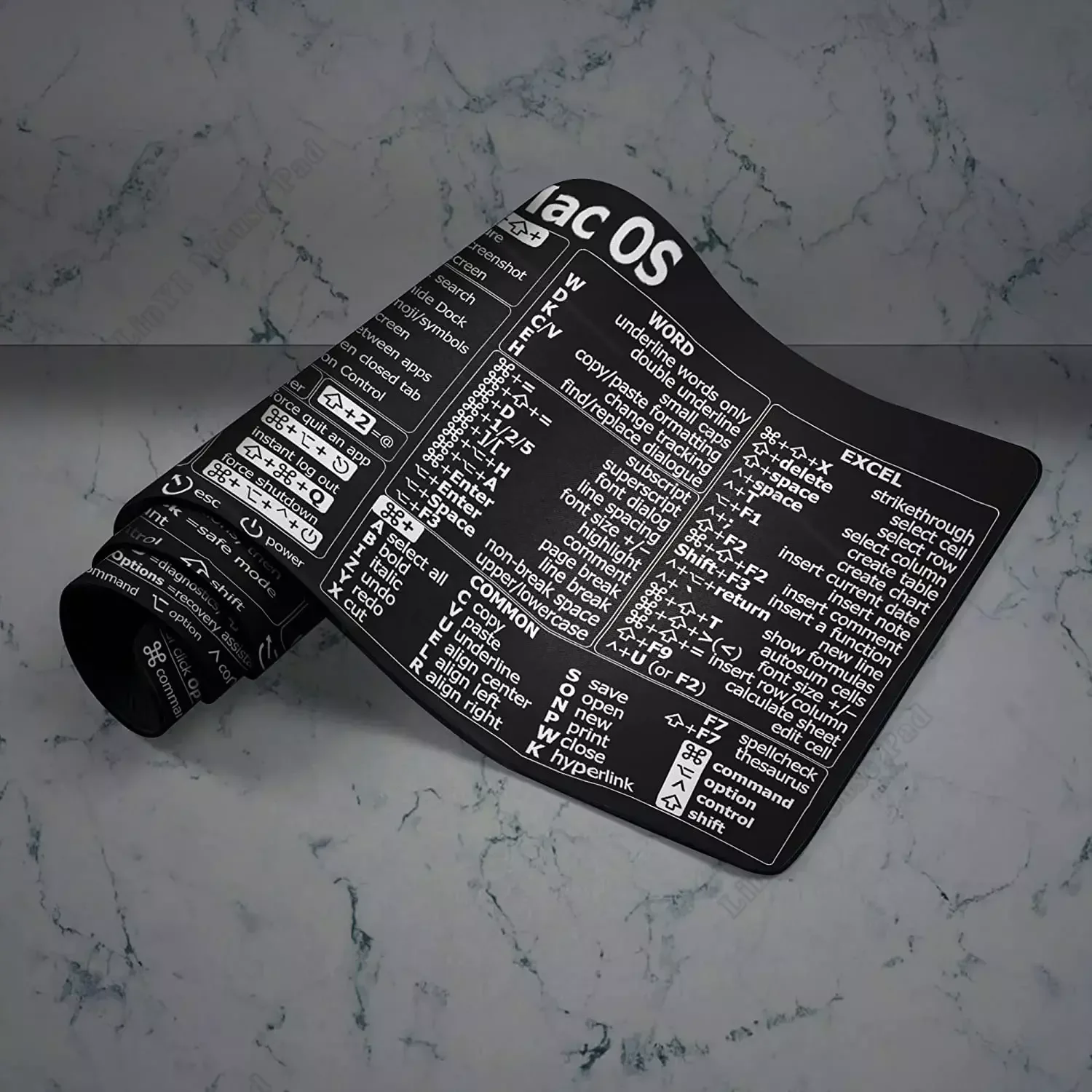 Mac Os Shortcuts Cheat Sheet Word Excel Mousepad für Mac Quick Reference Keyboard Shortcut Rutschfeste Tastaturmatte mit Gummiunterseite