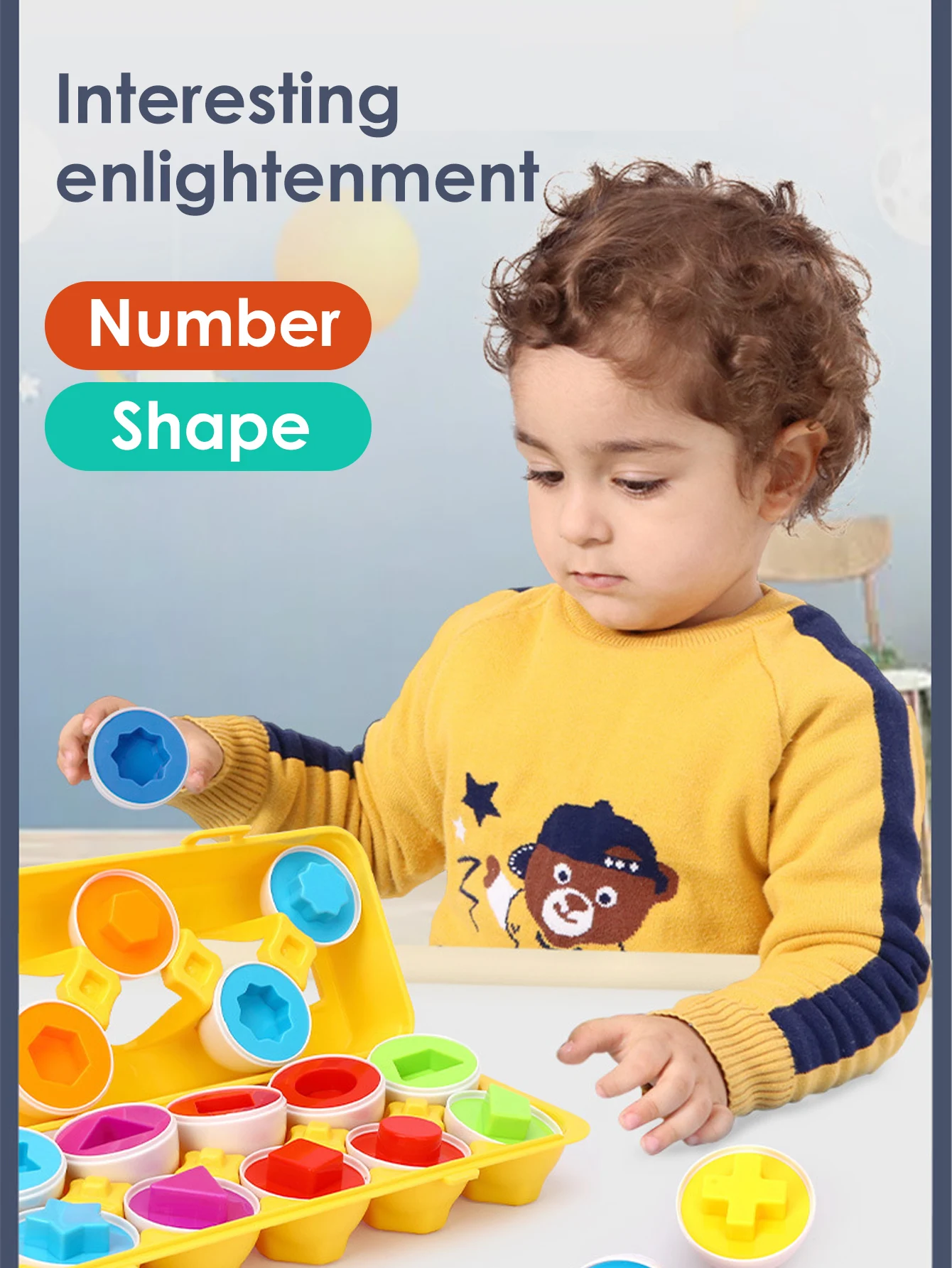 6 pezzi di uova intelligenti per bambini giocattoli educativi Montessori per bambini corrispondenza di forme di colore riconoscere l'apprendimento intelligente del bambino