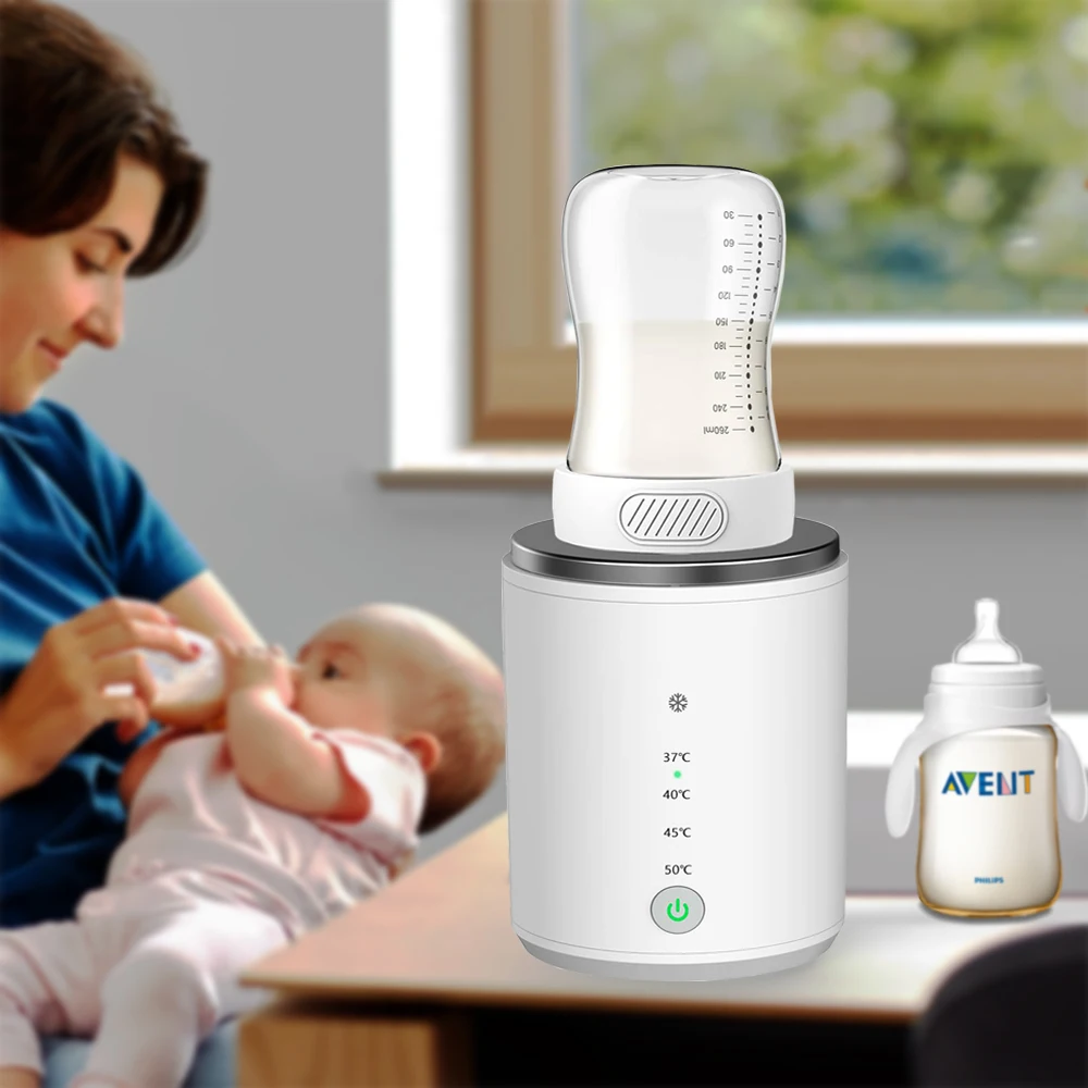 Wireless Rechargeable Portable Baby Milk Bottle Warmer for Travel Heater Defrosting & Heating Dual Modes 4 Levels Temperature